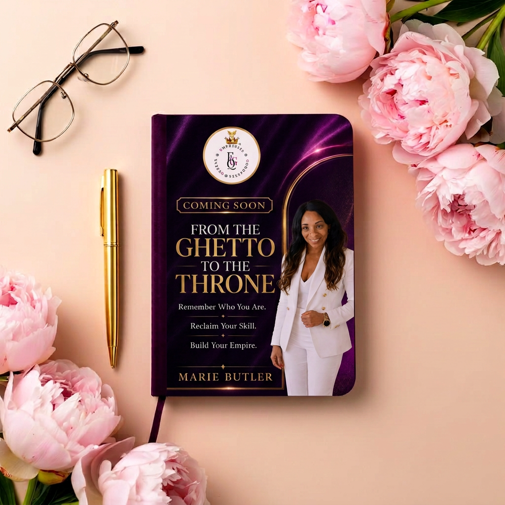 The EGQ book with peonies and gold pen